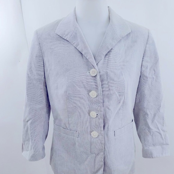 Brooks Brothers Seersucker Cotton Stripe Blazer Jacket Sz 6 Women - Picture 9 of 9